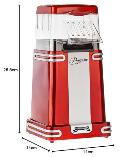 Popcorn Machine Large - Retro Popcorn Maker 5 L - Popcorn Maker with Non-Stick Coating and Removable Heating Surface - Popcorn Machine Red - Popcorn Machine 800 W - Popcorn Machine