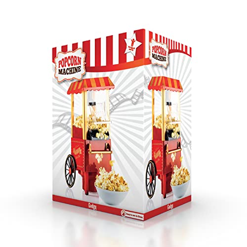 Popcorn Machine Large - Retro Popcorn Maker 5 L - Popcorn Maker with Non-Stick Coating and Removable Heating Surface - Popcorn Machine Red - Popcorn Machine 800 W - Popcorn Machine
