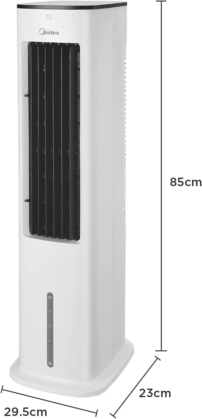 4-in-1 Mobile Klimaanlage Leiser:Luftkühler,Turmgebläse,Luftbefeuchter und Luftreiniger,mit Fernbedienung,5L Wassertank,355m³/h Luftdurchsatz,55W,LED-Display,Timer,Weiß
