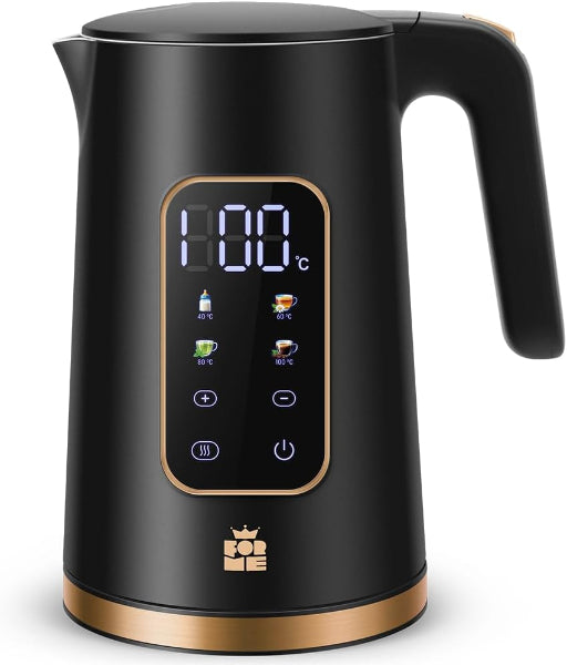 Edelstahl Wasserkocher 1,7 L mit Temperatureinstellung Temperaturauswahl 40-100°C I LED Digitale Temperaturanzeige I Temperatureinstellbare Wasserkocher I Teekanne Teekessel Wärmefunktion