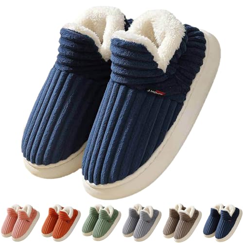 Flauschige Hausschuhe Damen Winter Warme Damen Hausschuhe Geschlossen, Unisex rutschfest Dicke Sohle