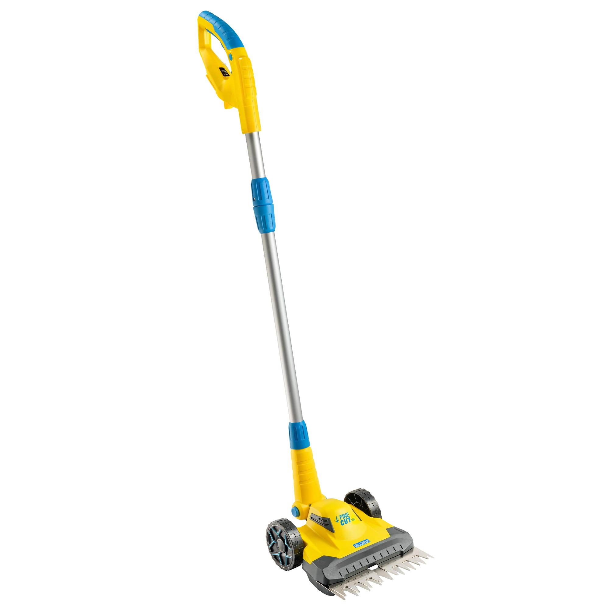 Akku Rasentrimmer & Kantenschneider FineCut 18V Set | 25 cm Schnittbreite für Rasenkanten & kleine Gärten | inkl. Bosch Akku & Ladegerät | Ideal als Ergänzung zum Mähroboter, Gelb und Blau
