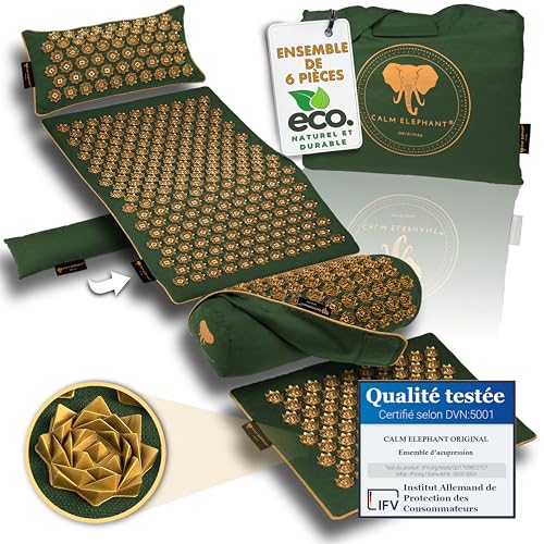 Echte Akupressurmatte mit Kissen XXL Set aus 5 Massagematten Rückenspannung Entlastung Akupunkturmatte mit Wärmefunktion, Lumbalkissen, Doormatte & Tasche, Grau