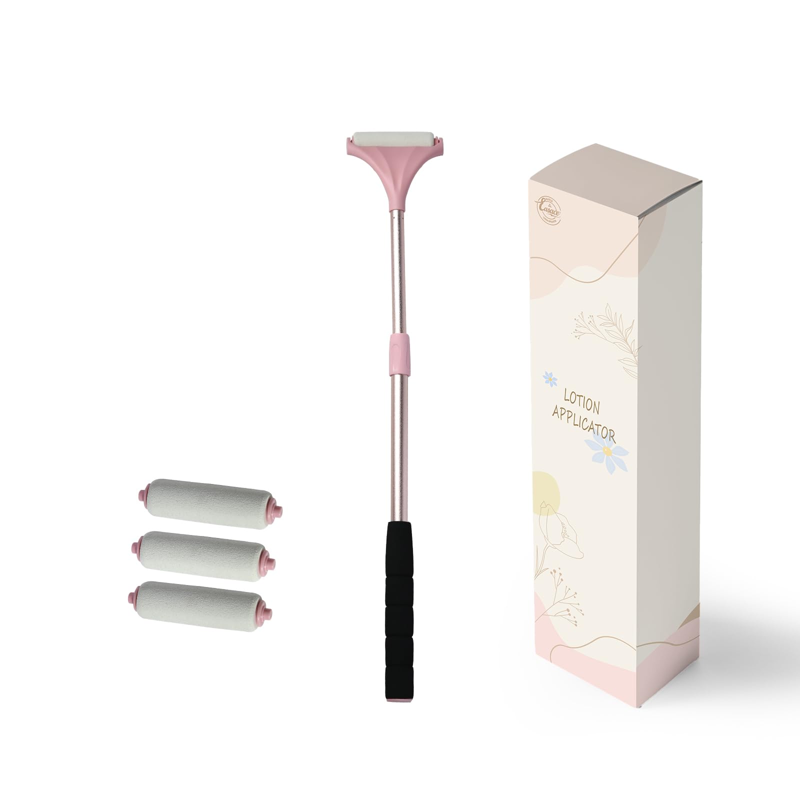 Mini Lotion Applikator Lotionsbürste Kosmetik Applikator Körperpflege Hautpflegewerkzeug mit drei Ersatzköpfen, verstellbar