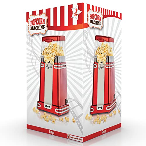Popcorn Machine Large - Retro Popcorn Maker 5 L - Popcorn Maker with Non-Stick Coating and Removable Heating Surface - Popcorn Machine Red - Popcorn Machine 800 W - Popcorn Machine