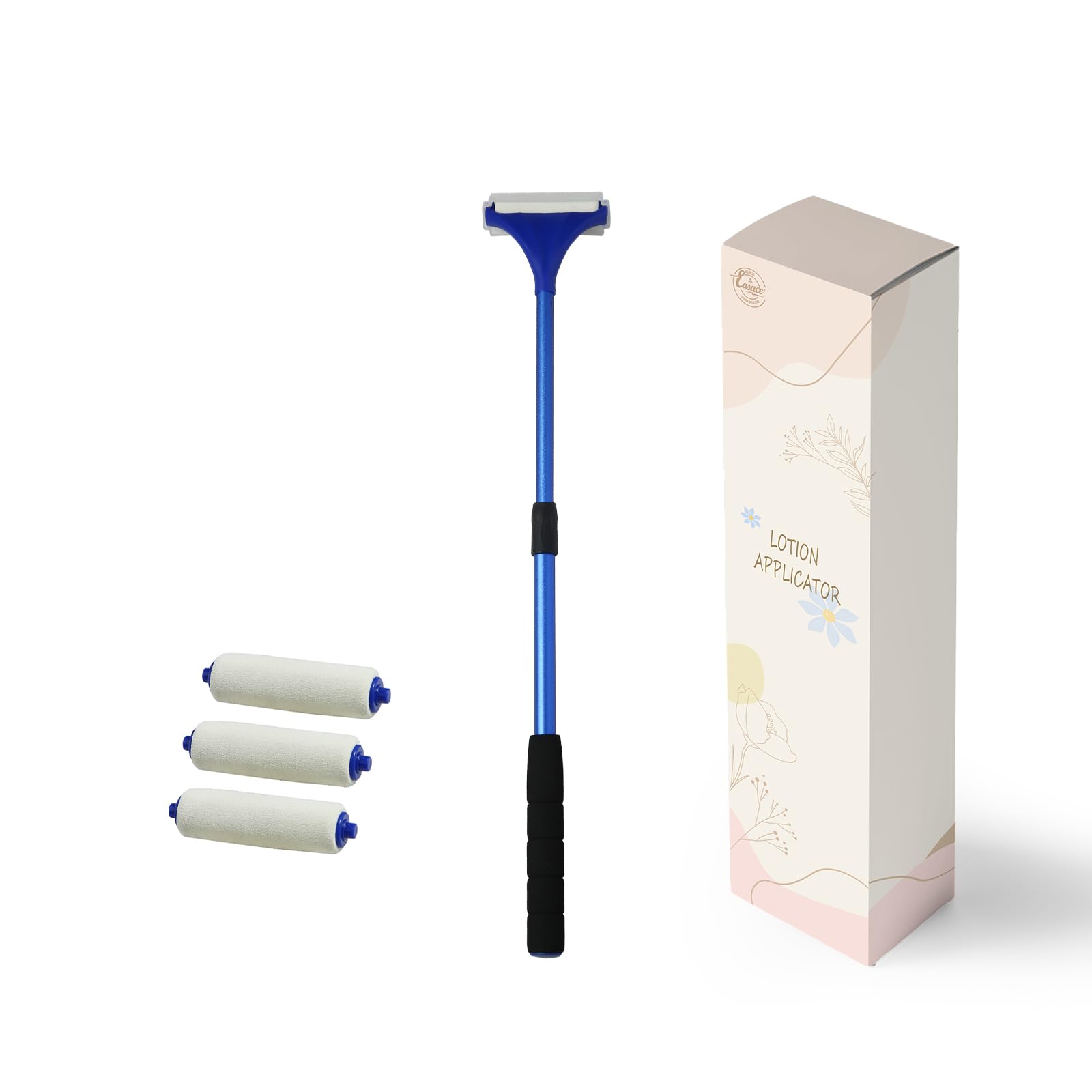 Mini Lotion Applikator Lotionsbürste Kosmetik Applikator Körperpflege Hautpflegewerkzeug mit drei Ersatzköpfen, verstellbar