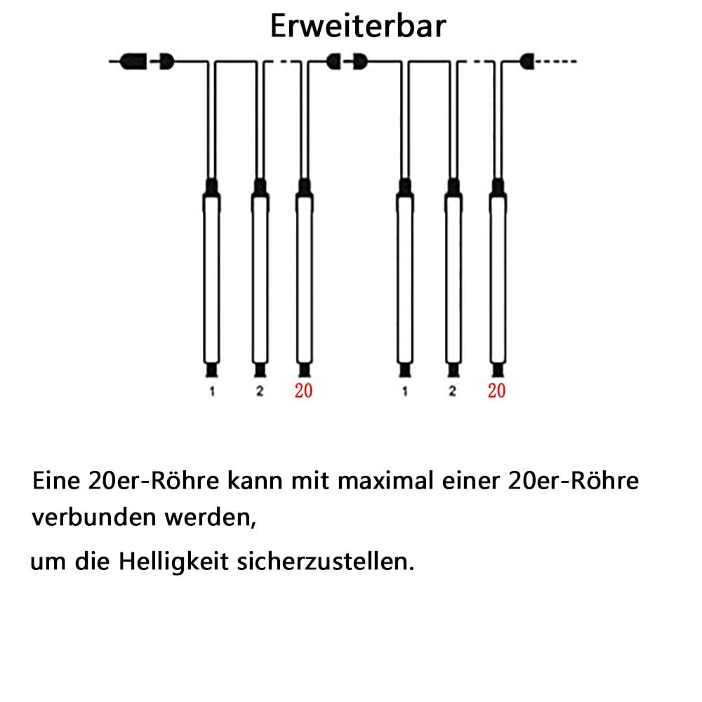Weihnachtsdekoration im Freien, 20 Röhren (entspricht 2 Sätzen von 10 Röhren) Meteorschauer Feenlichter, wasserdichte Feenlichter für Weihnachten, Halloween, Baumhof, Weihnachtsdekoration im Freien, Blau