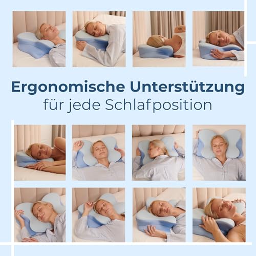 Ergo Halskissen, Memory Schaumkissen, Halsstütze Kissen, Ergonomisches Kissen, Kissen für Seiten, Rücken- und Bauchschläfer