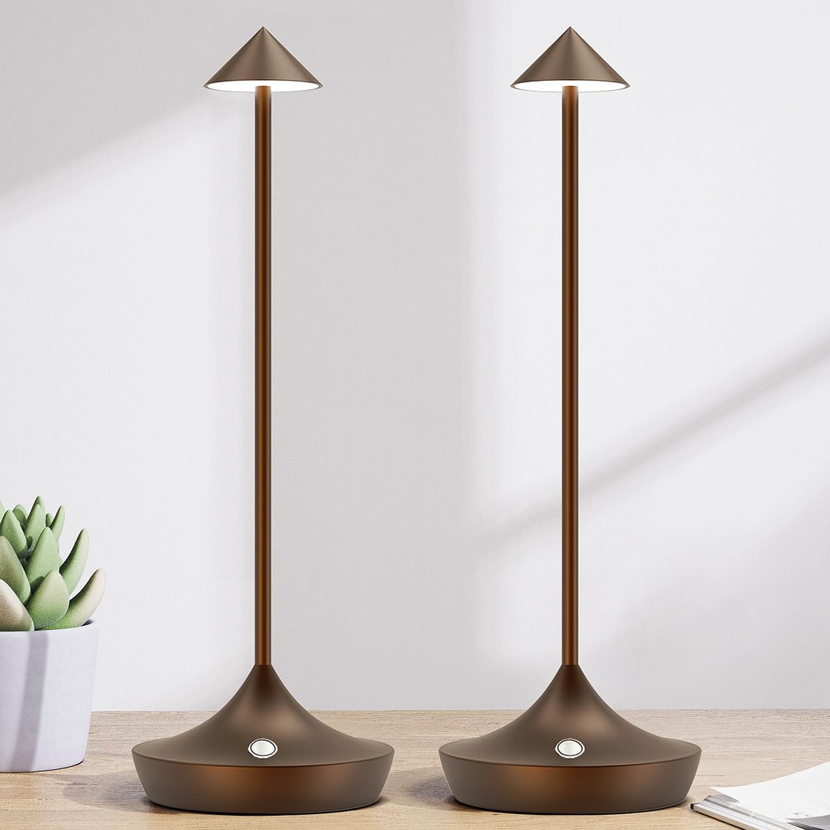 LED-Batterie Tischlampe Drahtloses , modernem Aluminium Dimmable Wireless Tischlampe 6000 mAh, wasserdicht, Tischlampen wiederaufladbar für Innen-Aussentisch Tisch Restaurant