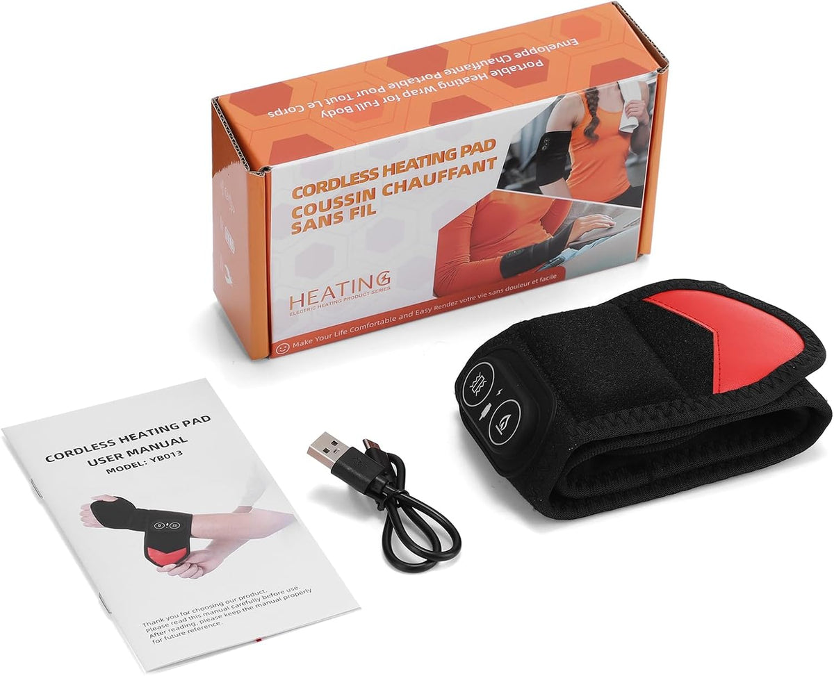 Kabellose Handgelenk-Heizbandage Mit Vibration, Tragbare Heiz-Handgelenkstütze Mit 660nm Rotem Licht, 3 Heizstufen, 3 Vibrationsmodi, Eingebauter 3000mAh-Akku, Geeignet Für Frauen Männer, 69cm Länge