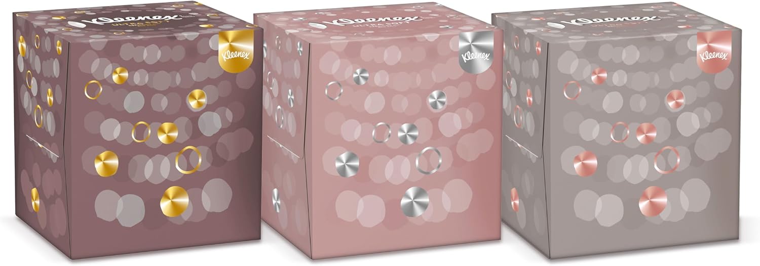 Kleenex Kosmetiktücher-Boxen, 3-lagig, Collection Würfel, 12x48 Tücher