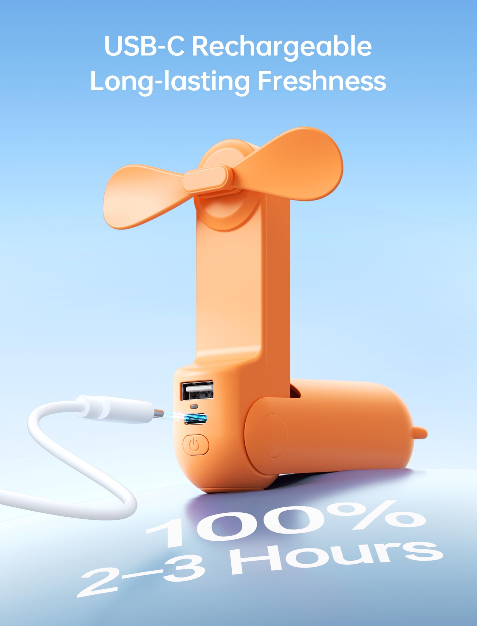 Mini Handventilator, 3-in-1 Handventilator, wiederaufladbarer USB /12–19 Betriebsstunden - mit Powerbank, Taschenlampe, tragbarer Ventilator für Reisen/Sommer, Geschenke für Frauen-Rosa