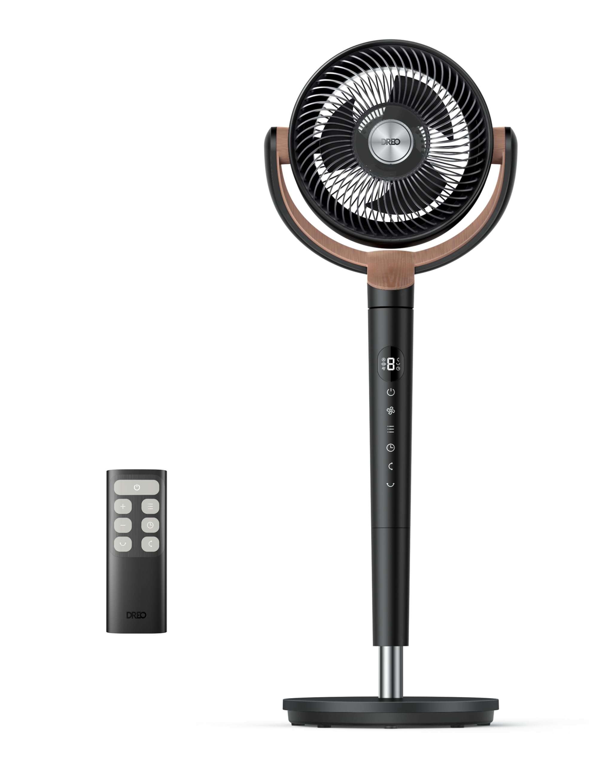 Starker Standventilator Smart mit RGB Light, 120° +120° Oszillierender Ventilator mit Fernbedienung, 20dB Leiser Bodenventilator / Turmventilator für Schlafzimmer, 8H Timer, Silber