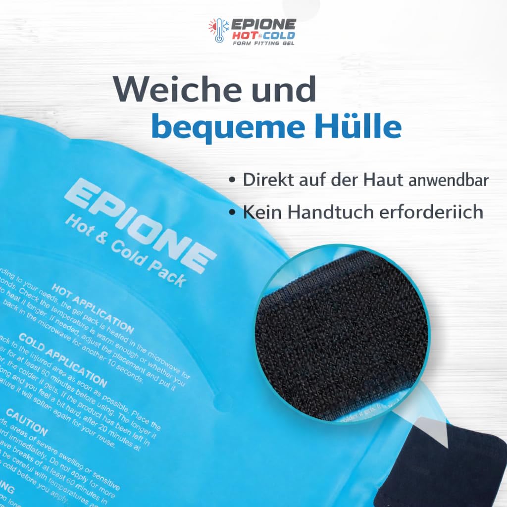 Kühlpads Epione 3XL Gelkissen kalt/warm – mit elastischem Gurt und Stoffhülle – wiederverwendbar zur Schmerzlinderung bei Muskel‑ und Gelenkschmerzen, Verletzungen und Physiotherapie
