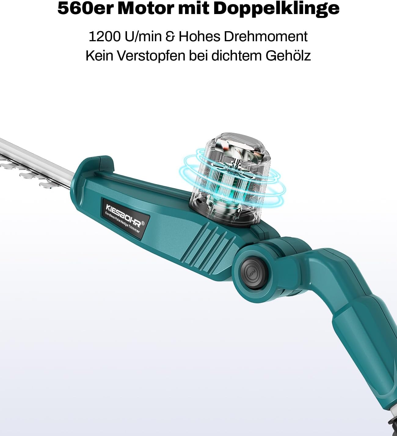 Akku Teleskop-Heckenschere kompatibel mit Makita 18V-Akkus,45 cm Schnittbreite,16 mm Zinkenabstand, 2,95 m Reichweite, 5-Fach Verstellbarer Schneidkopf & 6-Stufen Griff