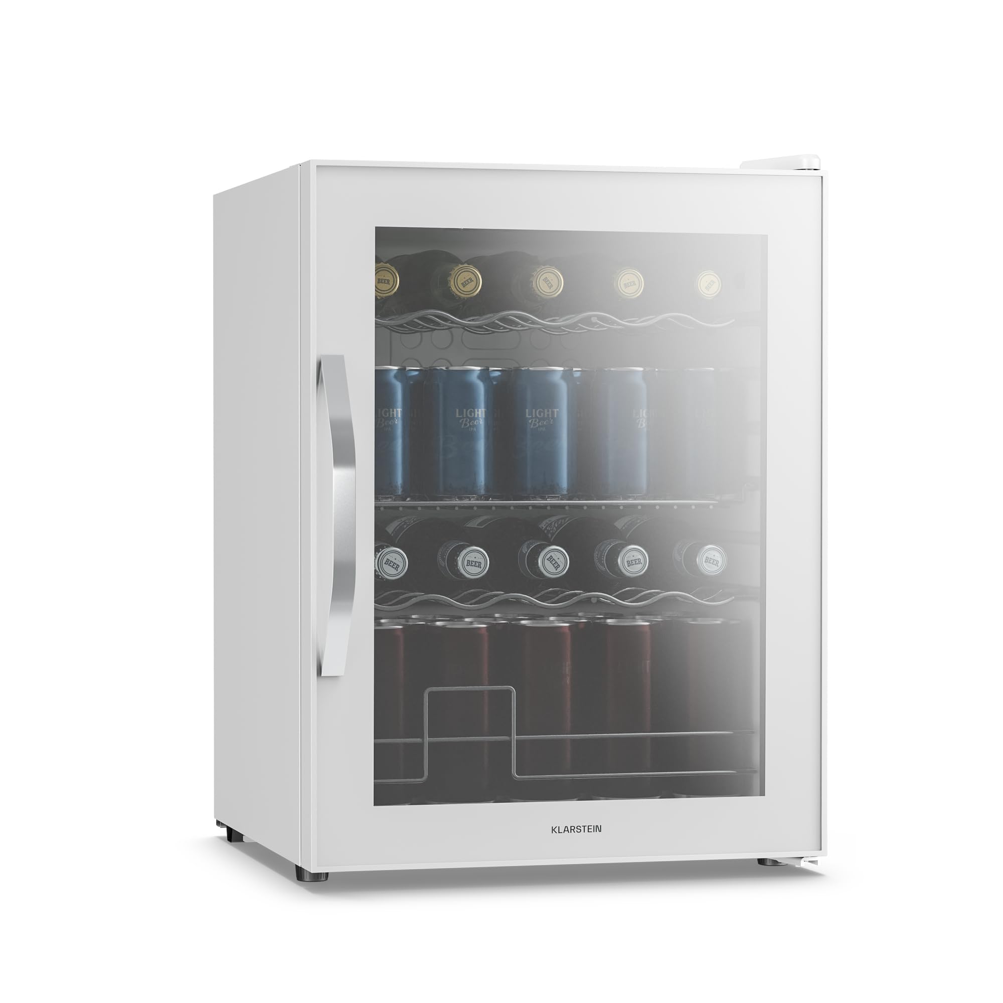 Beersafe Getränkekühlschrank 60 L – Mini Kühlschrank mit Glastür, Kupfer | LED-Beleuchtung, herausnehmbare Metallablagen, leise, Flaschenkühlschrank für Getränke & Dosen