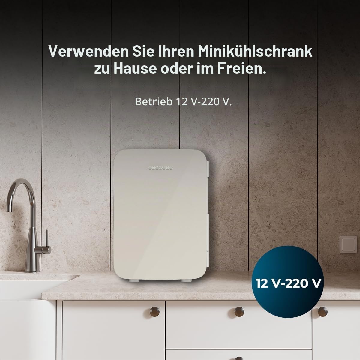 Mini-Kühlschrank / 12V-220V, Kompatibel mit Auto und Wohnwagen, Kühl- und Heizfunktion, Temperaturbereich 5-65º, Einfacher Transport.