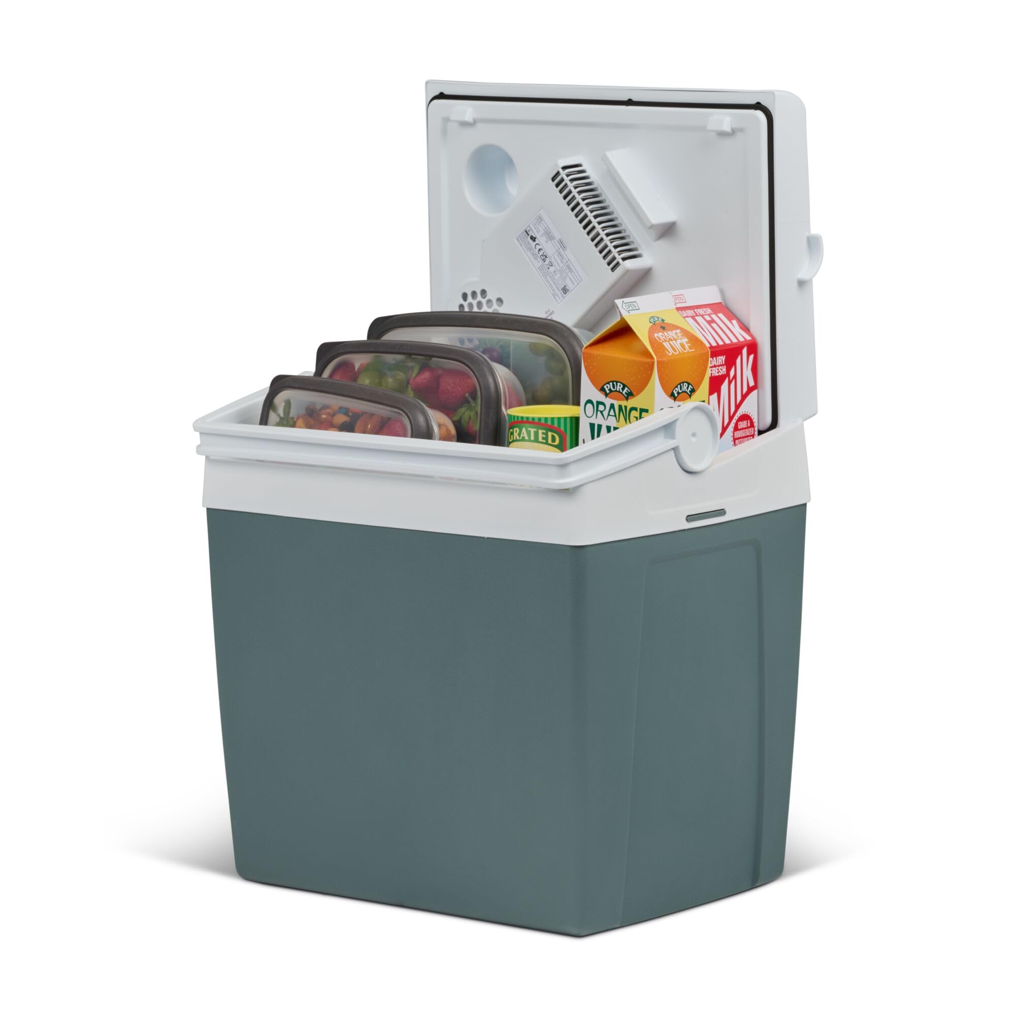 Elektrische Kühlbox, 12V und 230V, 26L, blau - Mini-Kühlschrank für Auto, Camping, Urlaub, Boot, Festivals - leicht, tragbar, mit praktischem Kabelfach und Eco/Max Modus