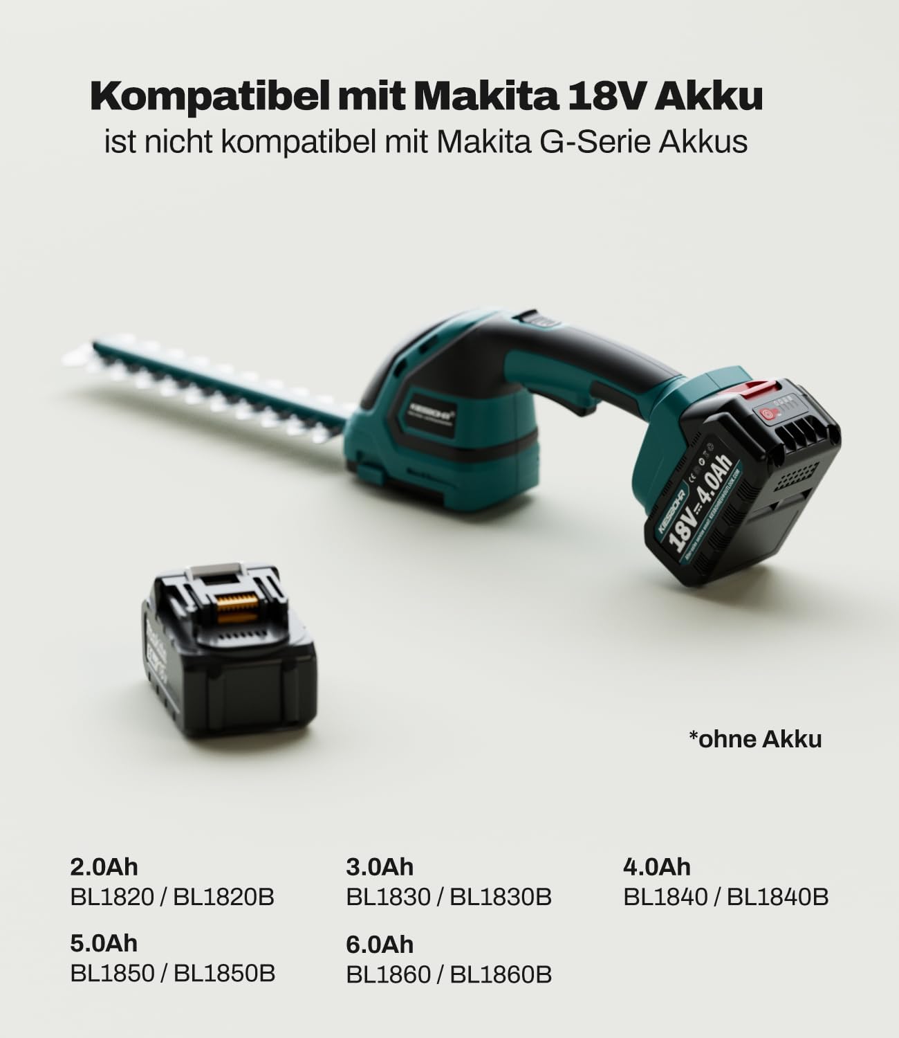 2-IN-1 Grasschere und Heckenschere Kompatibel mit Makita 18V Akku - Kleine Gras und Strauchschere Ideal für Kompakte Gartenarbeiten