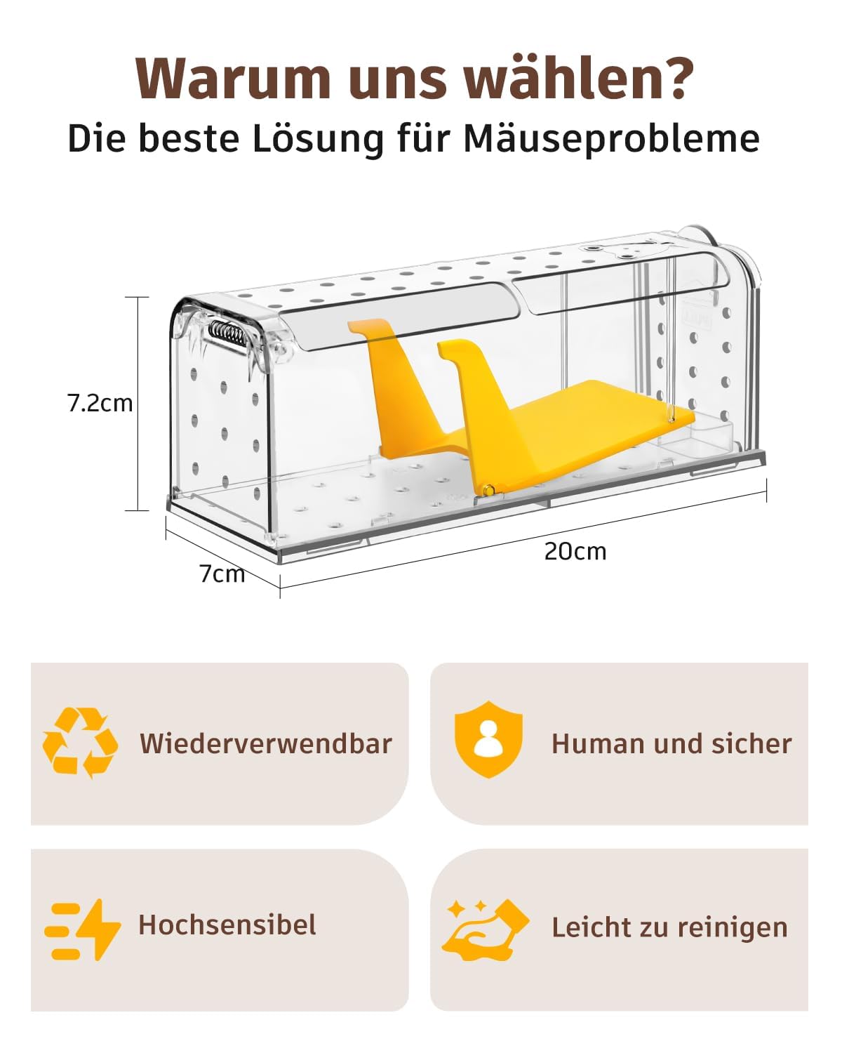 Mausefalle Lebend , Lebendfalle Maus, Wiederverwendbar, Tierfreundliche, Hochsensitive Quick Release, Kontakt mit Mäusen vermeiden - Gartenzubehör