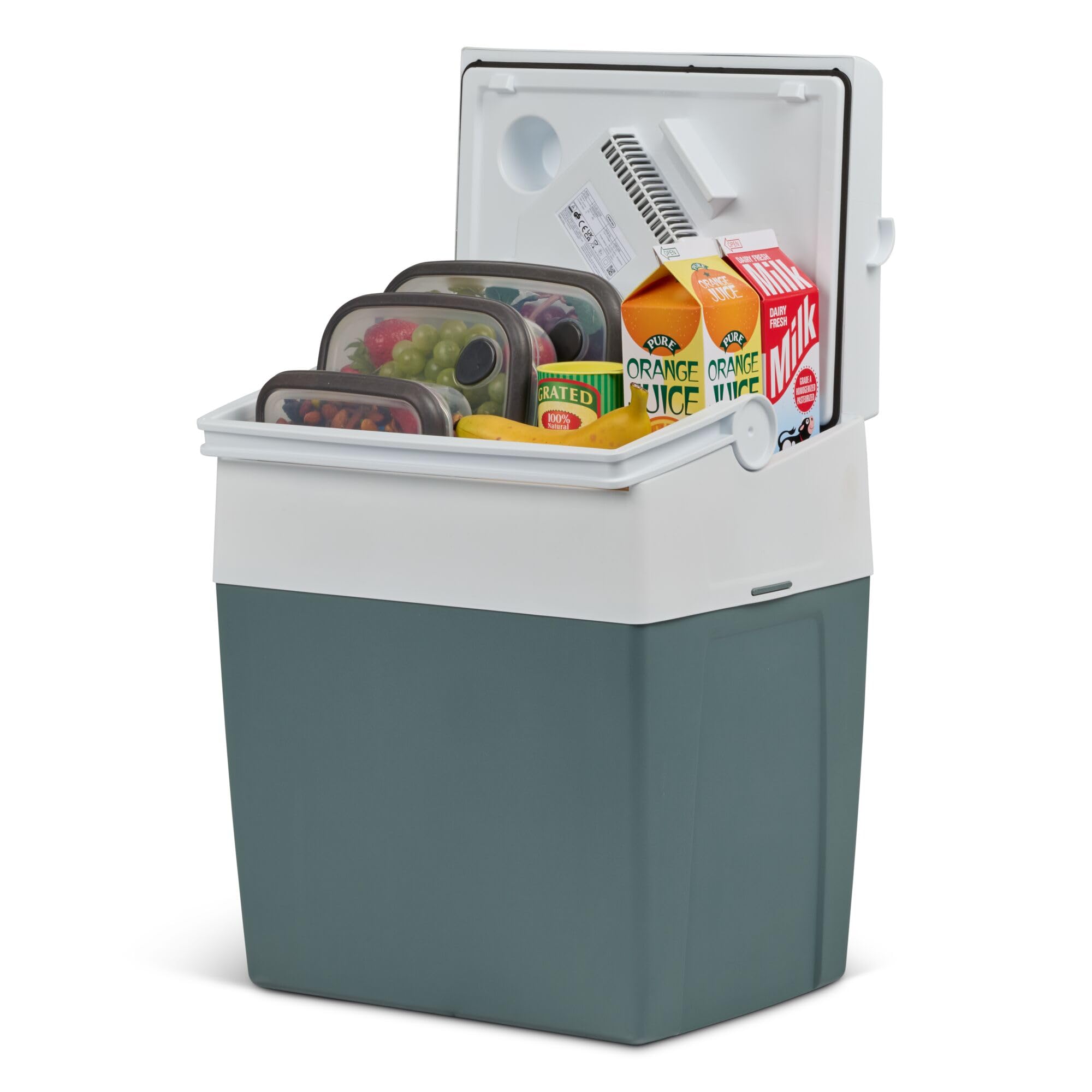 Elektrische Kühlbox, 12V und 230V, 26L, blau - Mini-Kühlschrank für Auto, Camping, Urlaub, Boot, Festivals - leicht, tragbar, mit praktischem Kabelfach und Eco/Max Modus