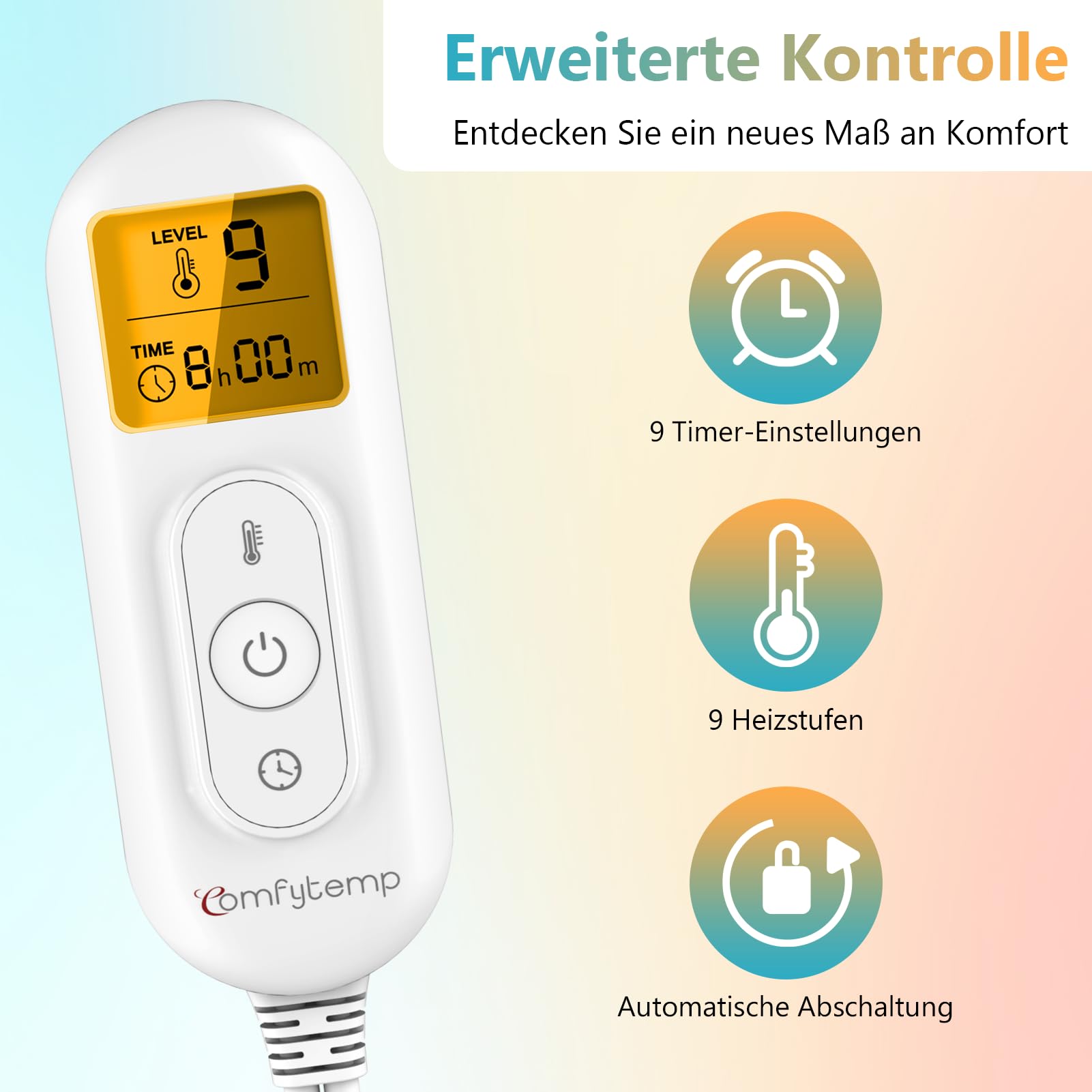 Ultraweiches Heizkissen mit automatischem Ausschalten, elektrisches Heizkissen mit Sicherheitssystem für Rücken, Hals, Schultern, Bauch, maschinenwaschbare Heizdecke (30 x 60 cm)