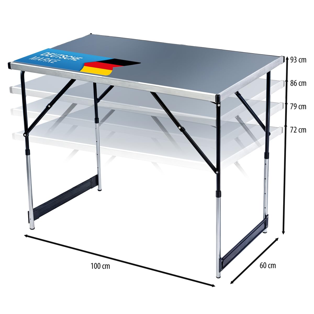 Multifunktionaler Klapptisch, für Camping, Märkte, Tapetentisch, für Feste im Garten, höhenverstellbar, schwarz