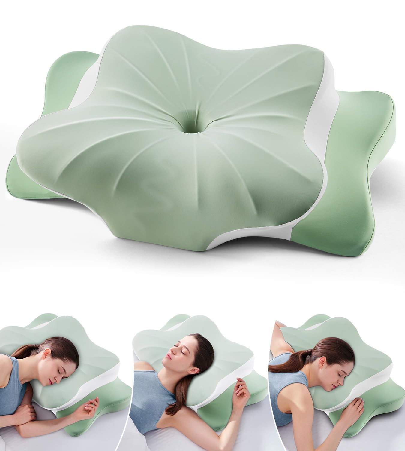 Memory Schaumkissen, ergonomisches Halskissen, Seitenschläferkissen für Seiten, Rücken- und Magenschläfer