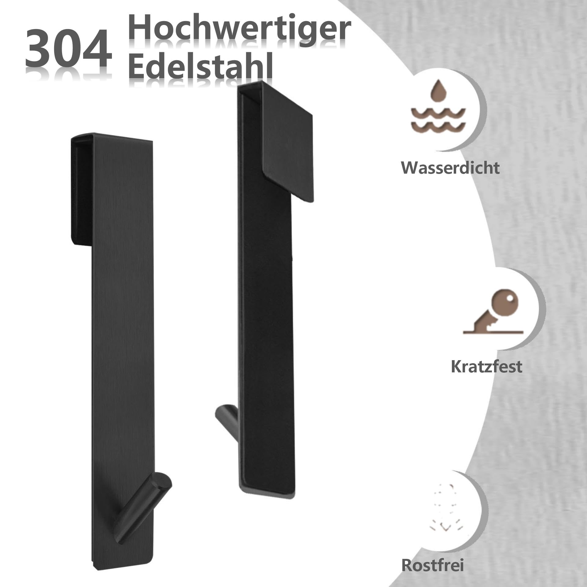 4 STK 12.5CM Edelstahl Duschhaken für Glaswand ohne Bohren, Haken Duschwand mit Schutzmatte, Duschhaken für Glaswand, Handtuchhalter Dusche Glaswand für Glasstärken ≤ 10mm