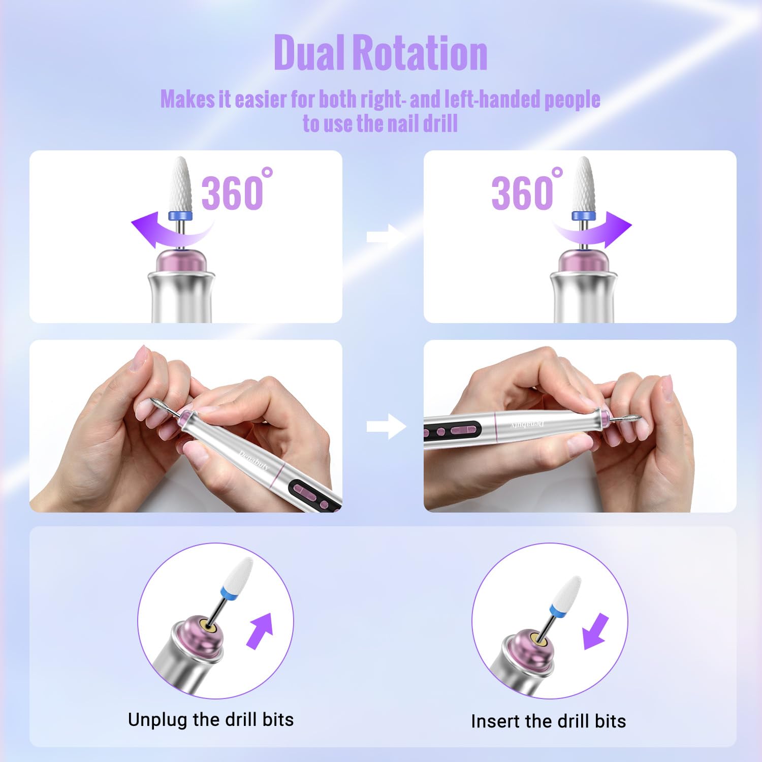 Nagelfräser Kabellos, 13 in 1 Fräser für Gelnägel 35000 u/min, Elektrische Nagelfeile Professionell Nail Drill, Maniküre und Pediküre Set Elektrisch für Semi Permanent, Acrylnägel
