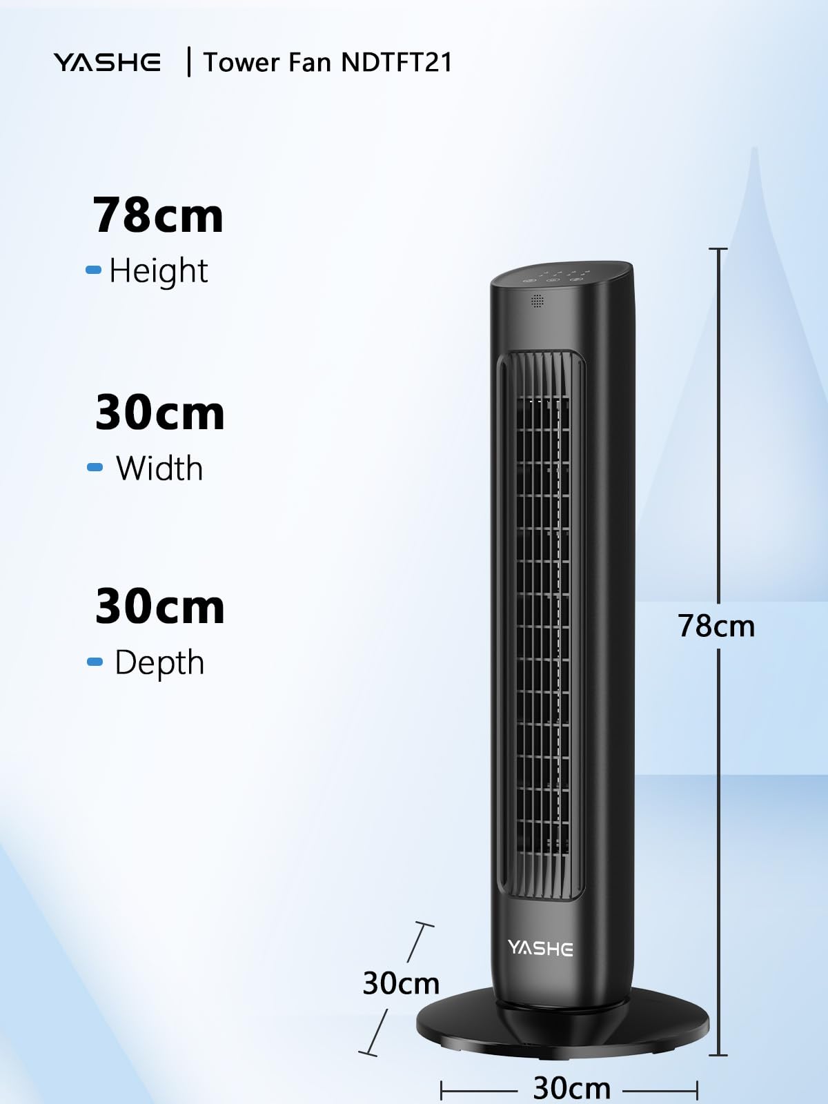 Turmventilator mit Fernbedienung, 85°-Oszillation, leiser Standventilator (28 dB), 3 Geschwindigkeitsstufen, 2 Modi, 12-Stunden-Timer, LED-Anzeige, für Schlafzimmer, Büro und Zuhause