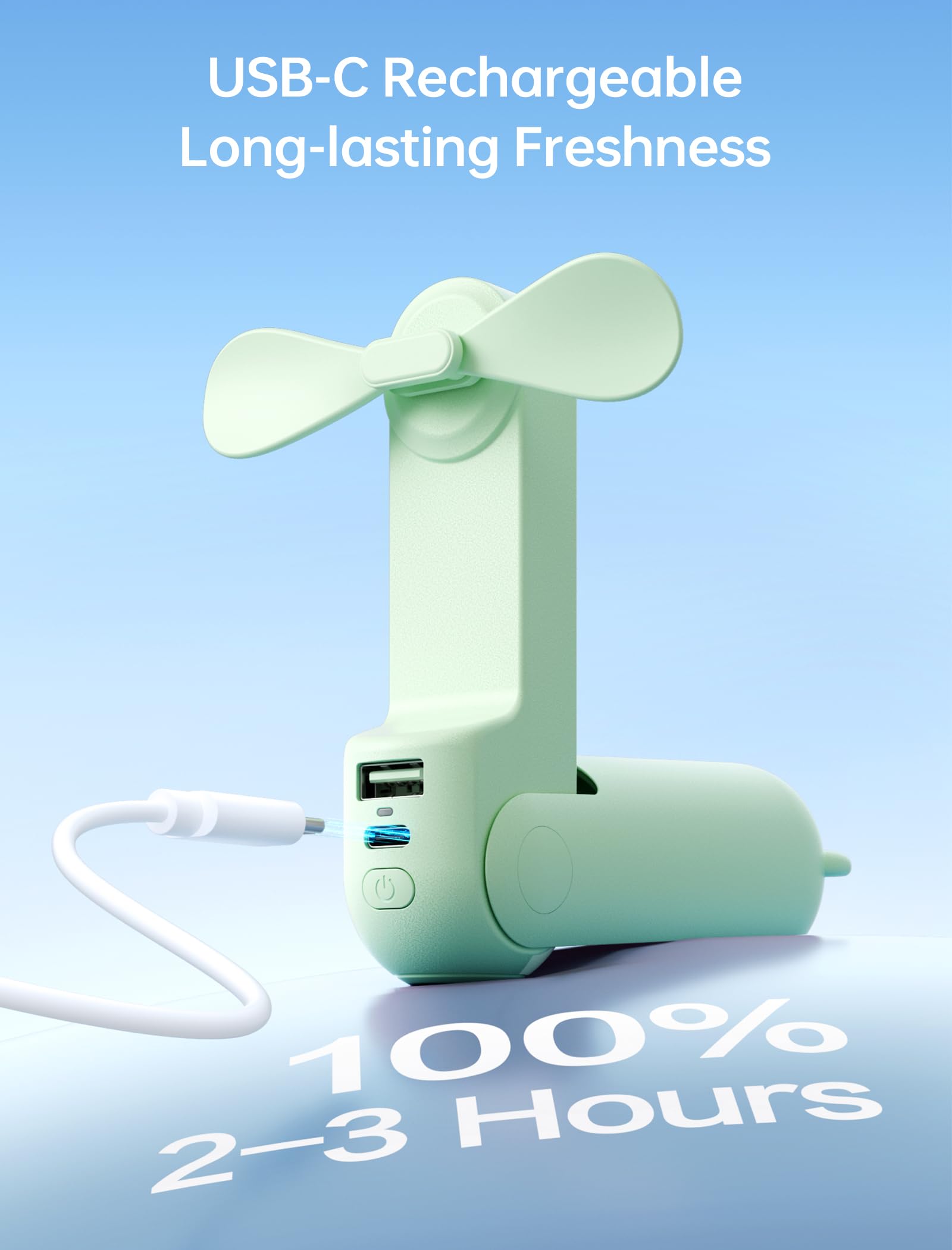 Mini Handventilator, 3-in-1 Handventilator, wiederaufladbarer USB /12–19 Betriebsstunden - mit Powerbank, Taschenlampe, tragbarer Ventilator für Reisen/Sommer, Geschenke für Frauen-Rosa