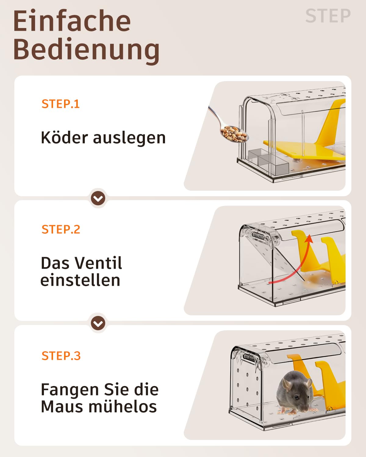Mausefalle Lebend , Lebendfalle Maus, Wiederverwendbar, Tierfreundliche, Hochsensitive Quick Release, Kontakt mit Mäusen vermeiden - Gartenzubehör