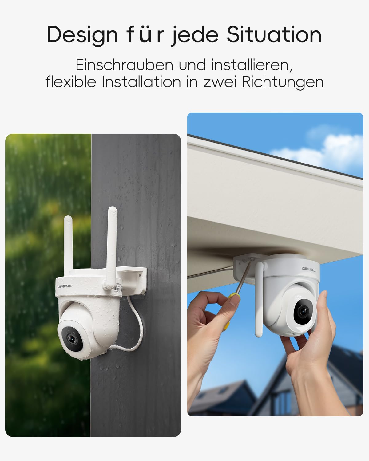 Überwachungskamera Aussen 5G/2,4GHz WLAN Kamera Überwachung aussen Kabelgebunden, 355°/90° PTZ, 24/7 Aufnahme,Nachtsicht,Cloud-Speicher,KI-Erkennung