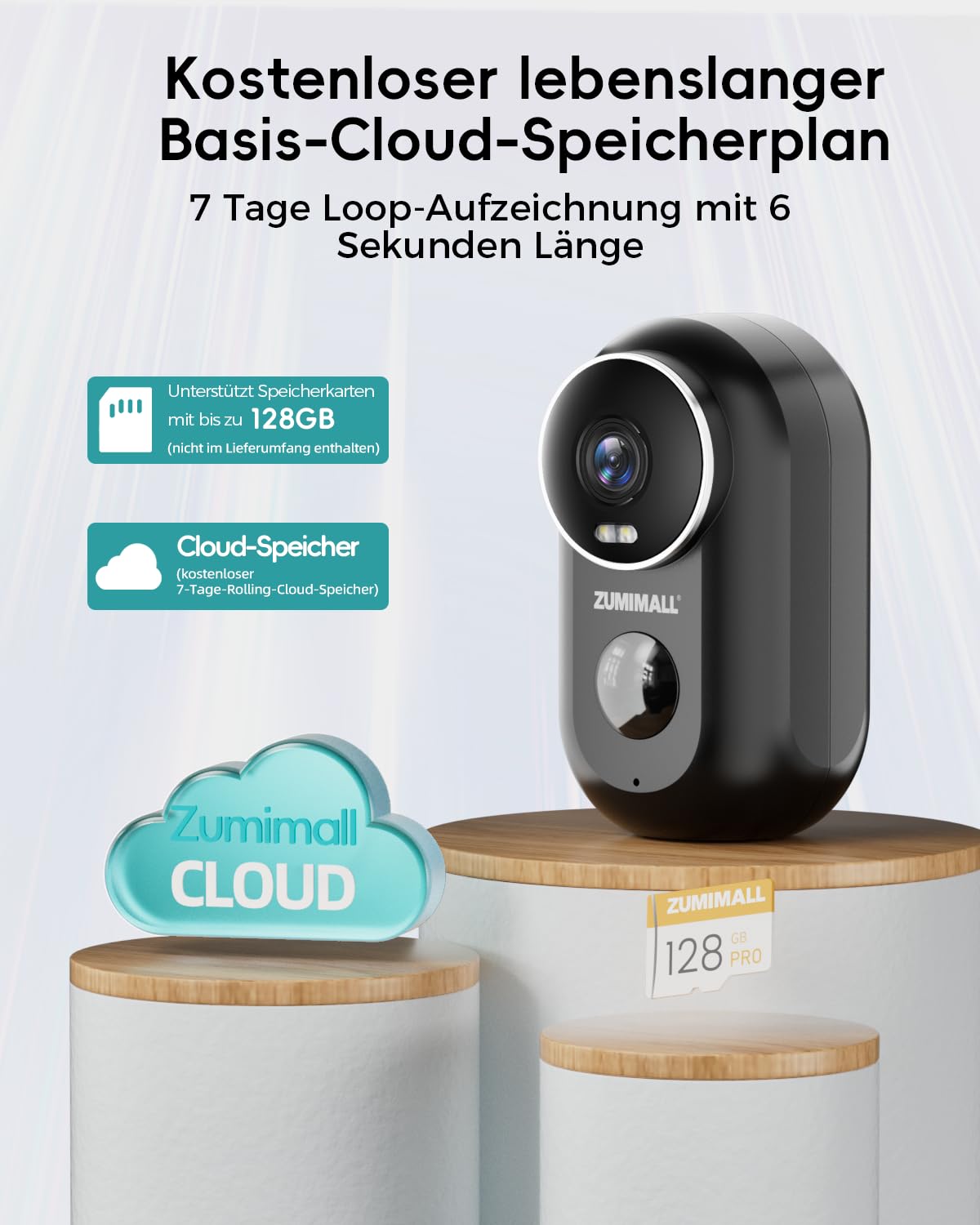 Überwachungskamera Aussen Akku, 2K Kabellose Outdoor WLAN IP Kamera mit PIR Bewegungsmelder, IR Nachtsicht, IP66 Wasserdich, 2-Wege Audio, Cloud/SD Storage, Sirenenalarm