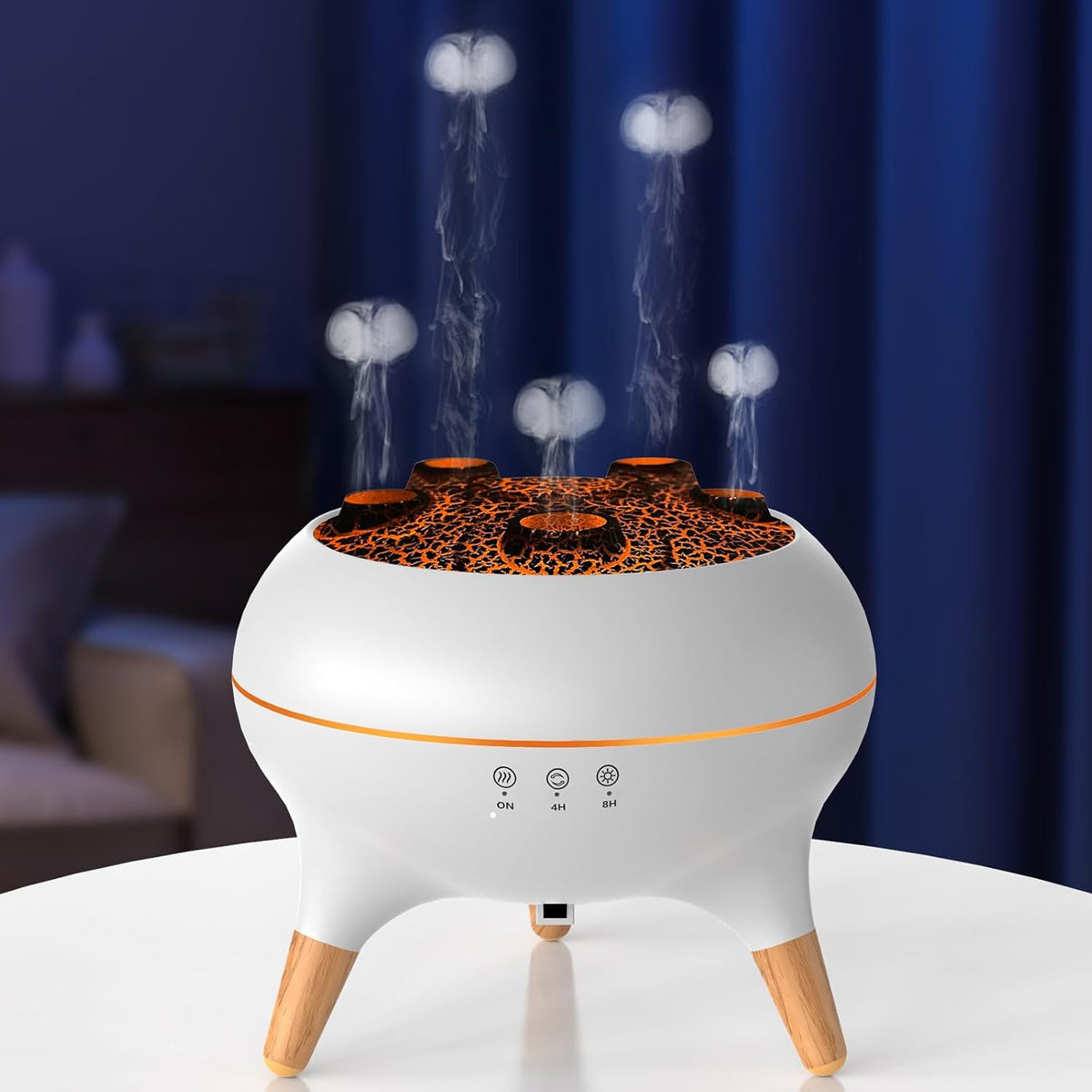 Flammen Aroma Diffuser, 250mL Luftbefeuchter Schlafzimmer, 2 Spray Muster DuftöL Diffuser,Air Diffuser Humidifier mit 7 Farben LED-Licht & Timing-Funktion