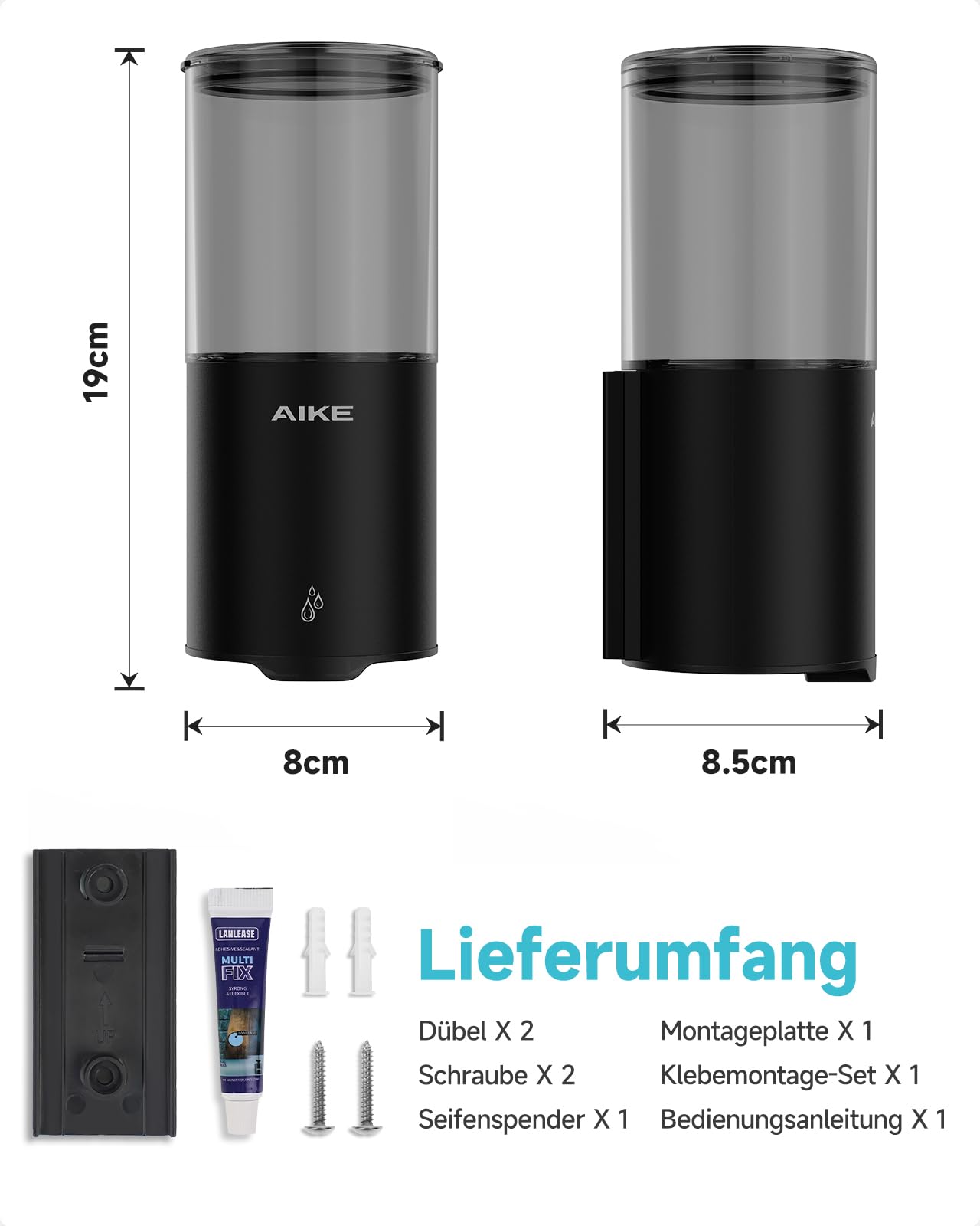 Automatischer Seifenspender für Flüssigseife, Wandmontage für Küche und Badezimmer, IPX7 Wasserdicht 400ml mit Edelstahl Gebürstetes