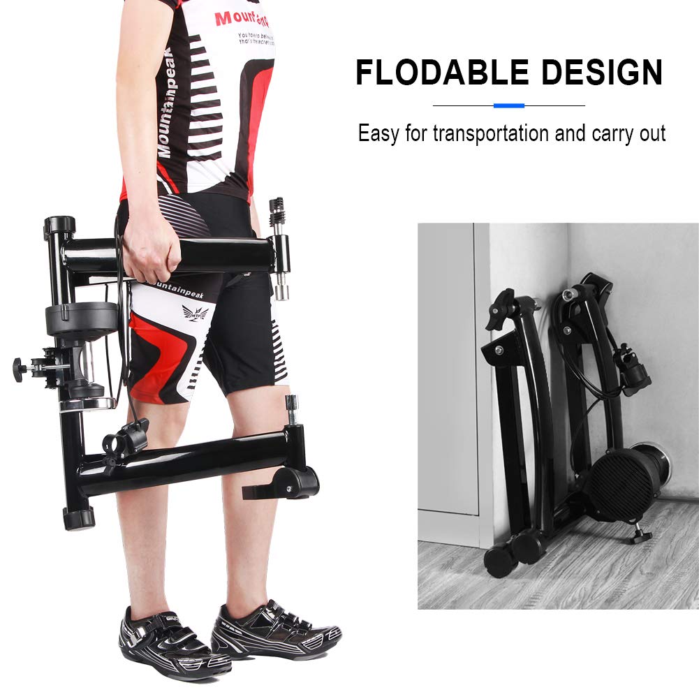 Fahrrad Rollentrainer, Klappbar Stahl Bike Trainer mit Schnellspanner Vorderradunterlage Radtrainer für 26-29 Zoll Fahrradtraining Fahrradfahren Zuhause Indoor