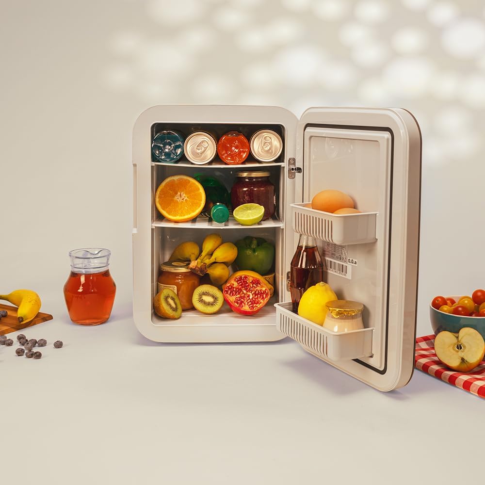 Mini-Kühlschrank / 12V-220V, Kompatibel mit Auto und Wohnwagen, Kühl- und Heizfunktion, Temperaturbereich 5-65º, Einfacher Transport.