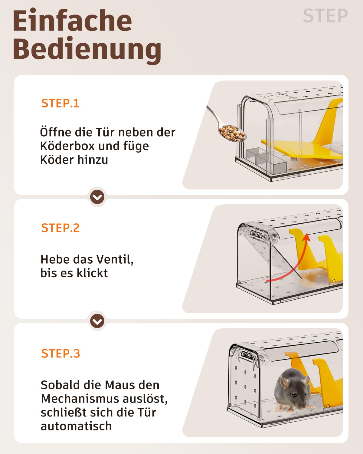 Mausefalle Lebend , Lebendfalle Maus, Wiederverwendbar, Tierfreundliche, Hochsensitive Quick Release, Kontakt mit Mäusen vermeiden - Gartenzubehör
