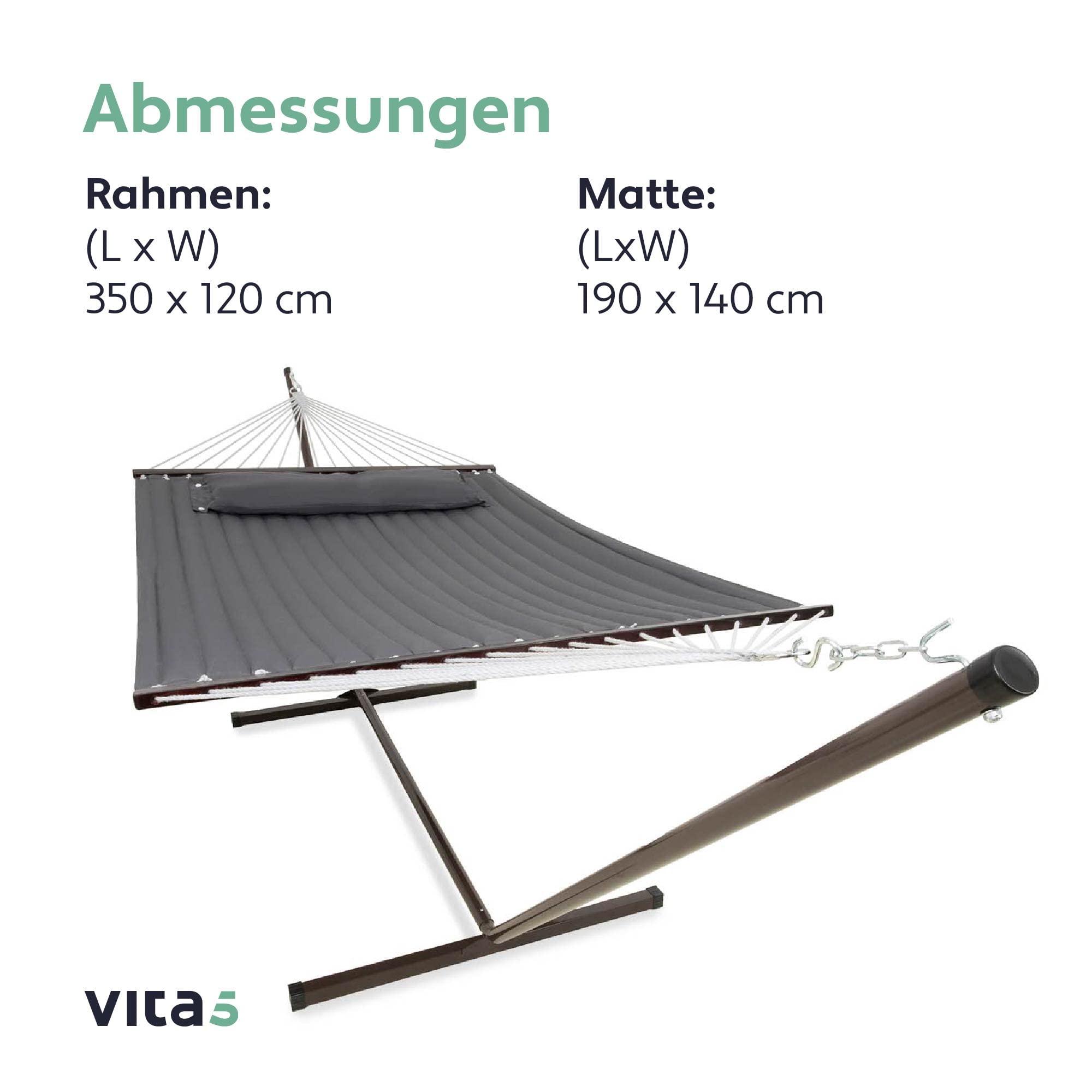 Hängematte mit Gestell und Tisch - Hängematte Outdoor für den Garten, Pool & Balkon - Großzügige Hängematten 2 Personen - Doppelhängematte mit Ständer und Beistelltisch - 200 kg Belastbarkeit