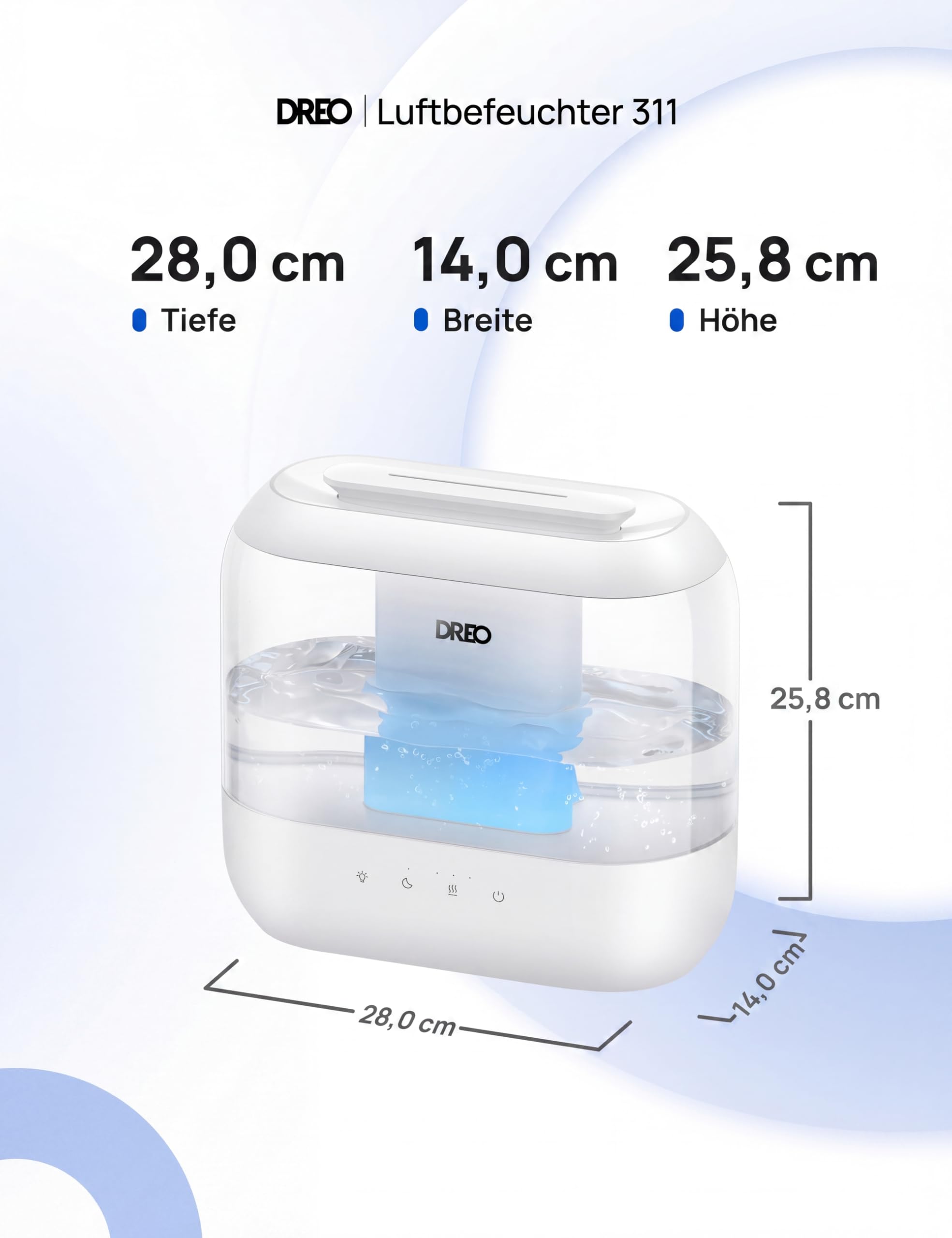 Smart Luftbefeuchter für Schlafzimmer, oben befüllbarer 4L Supergroßer Kühler Nebel Humidifier mit Öl Diffusor und Nachtlicht, 36 Stunden Laufzeit, leiser Ultraschall Luftbefeuchter Zuhause