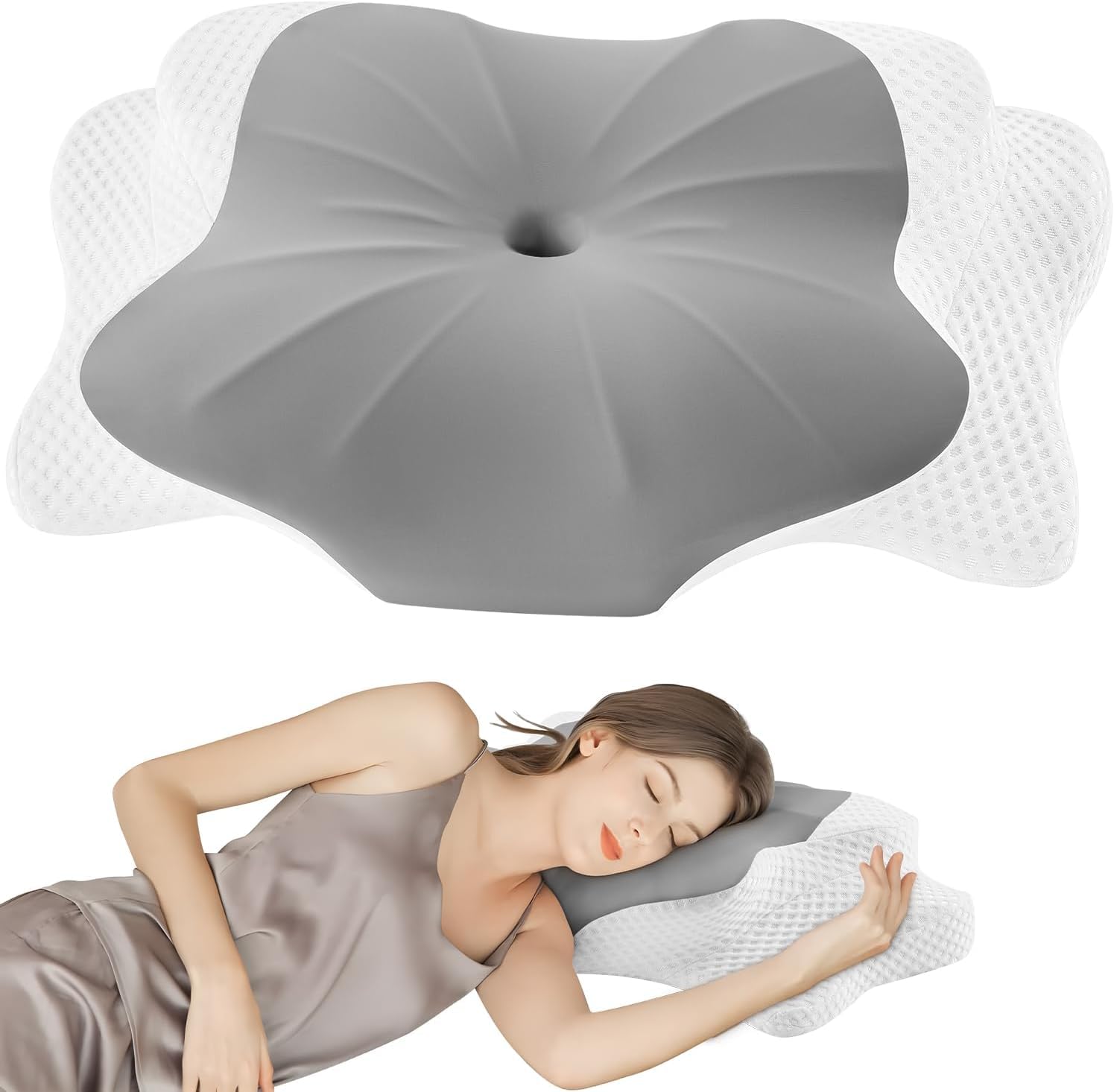 Halskissen, Memory Foam Kissen, Schlafkissen für Seiten, Rücken- und Magenschläfer