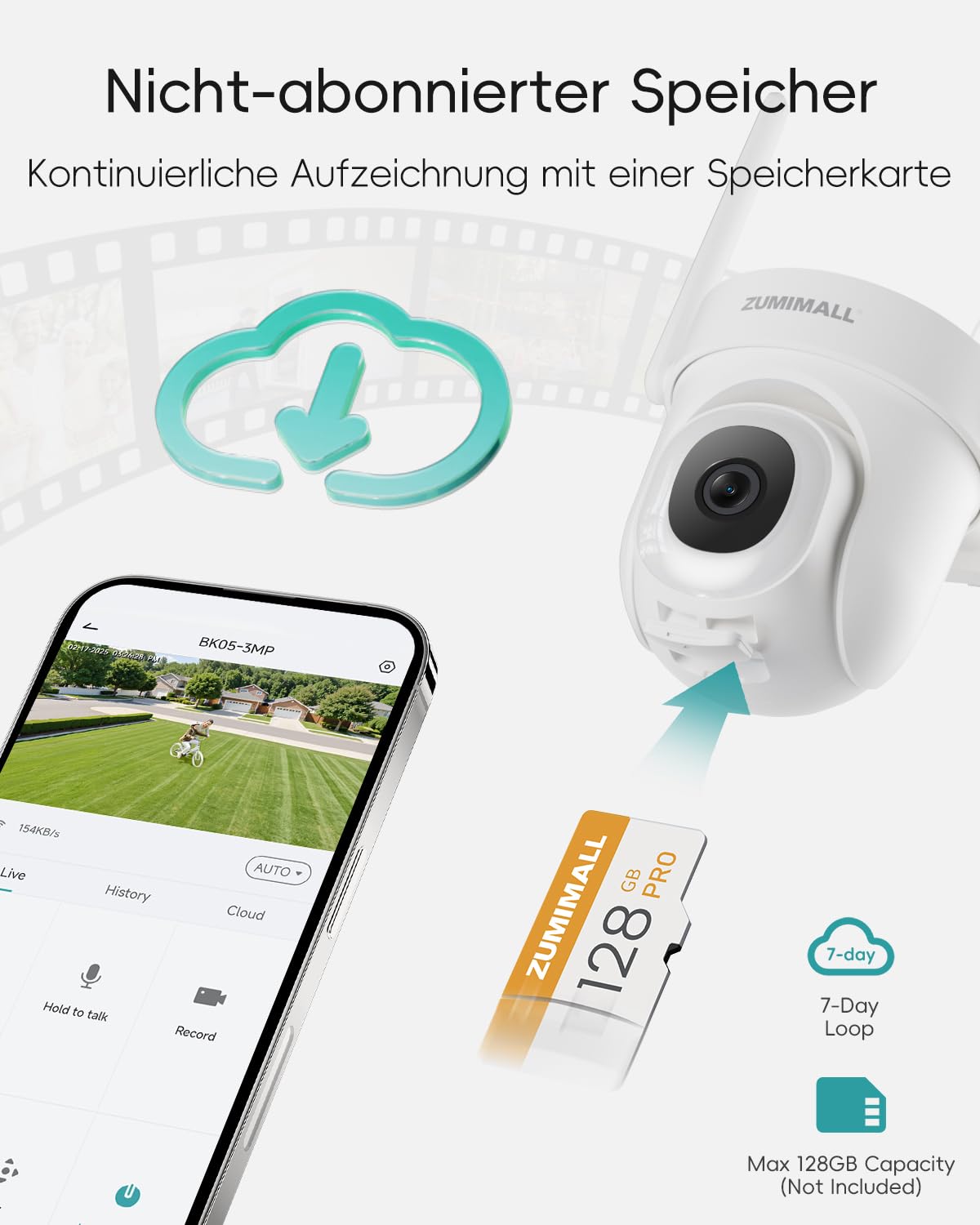 Überwachungskamera Aussen 5G/2,4GHz WLAN Kamera Überwachung aussen Kabelgebunden, 355°/90° PTZ, 24/7 Aufnahme,Nachtsicht,Cloud-Speicher,KI-Erkennung