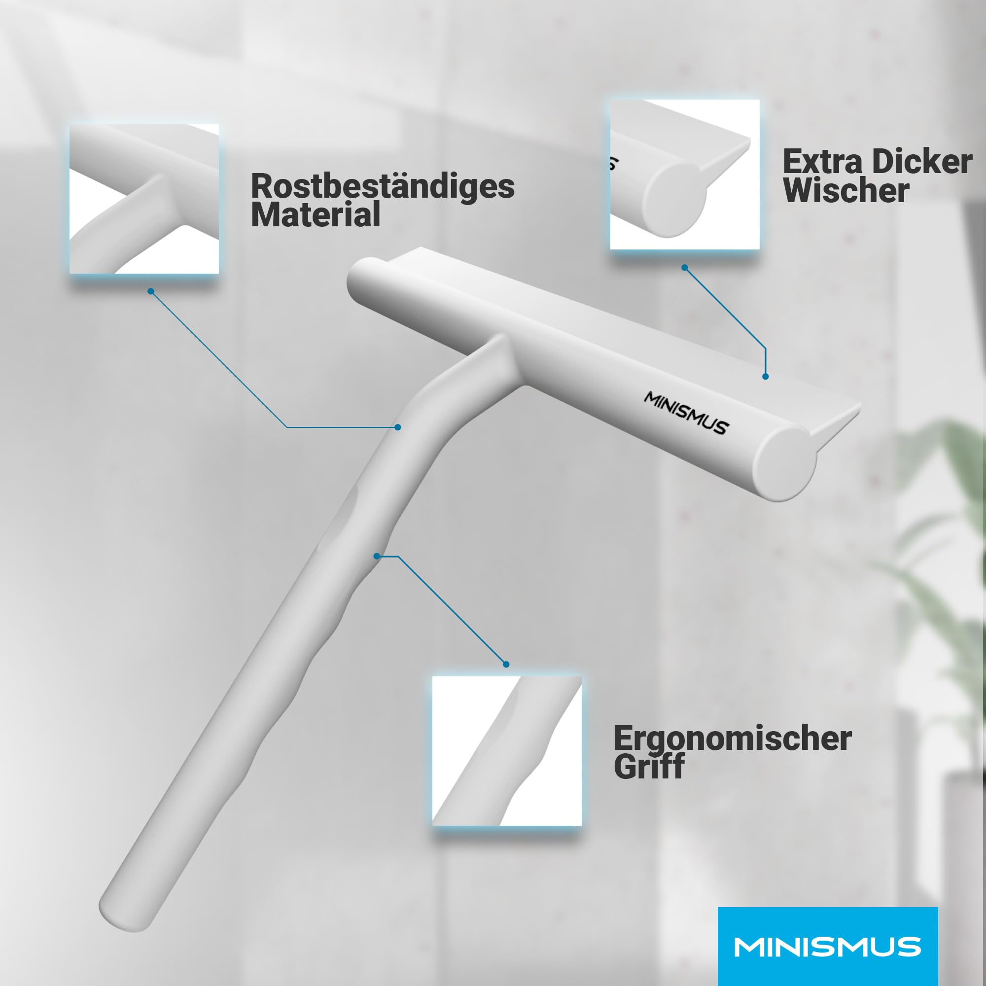 Fensterabzieher mit Aufhänger – Profi Abzieher Dusche - Duschabzieher – Schlierenfrei – Hochwertiger Silikon - Antirutsch