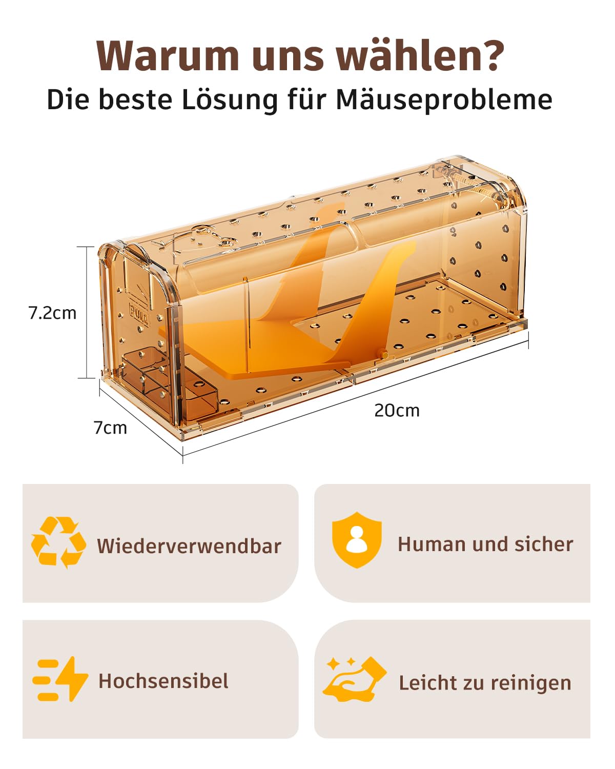 Mausefalle Lebend , Lebendfalle Maus, Wiederverwendbar, Tierfreundliche, Hochsensitive Quick Release, Kontakt mit Mäusen vermeiden - Gartenzubehör