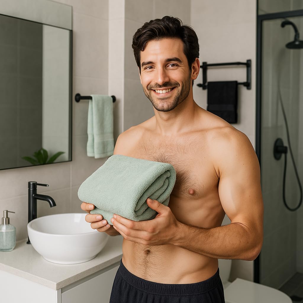 12-teilige Handtuch Set Premium Handtuch Set 100% Baumwolle 2 Badetücher 4 Handtücher 2 Gästehandtücher 2 Flanell