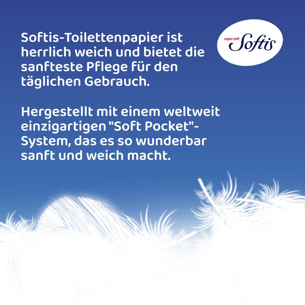 Toilettenpapier - 100 Blätter pro Rolle, einzigartiges Softchamber-System, recycelbare Verpackung, FSC-zertifiziertes Papier