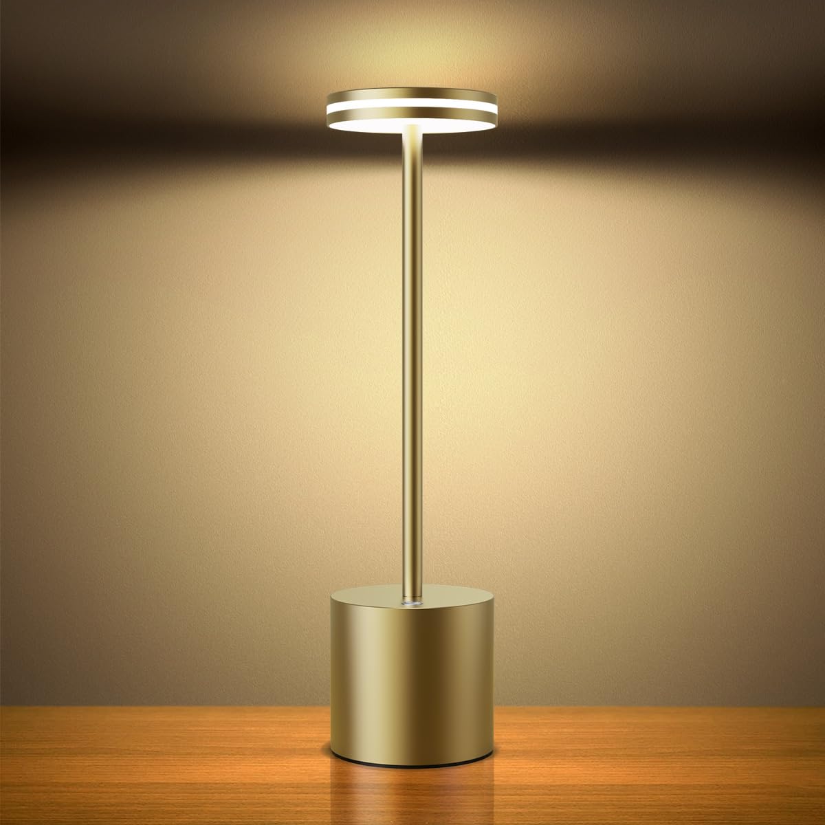 LED Batterie Tischlampen, Wireless, 5000 mAh Modern dimmbar Tischlampe, Aluminium, 3 Farbtemperaturen, Tischlampen Wiederaufladbar für Innen-, Aussen-, Nachttisch, Esstisch, Bar