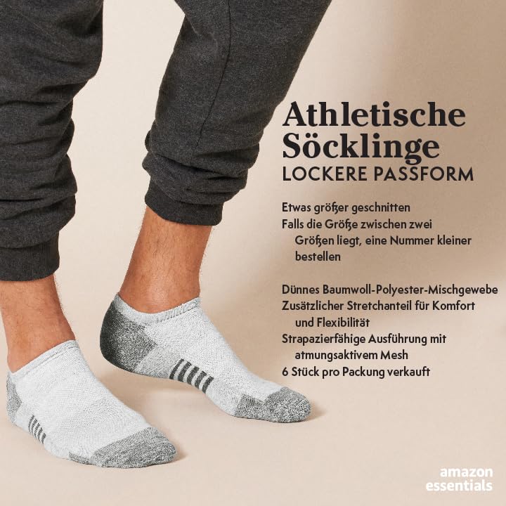 Funktions-Sport-Socken für Herren, Socken aus Baumwolle, gepolstert, 6 Paar